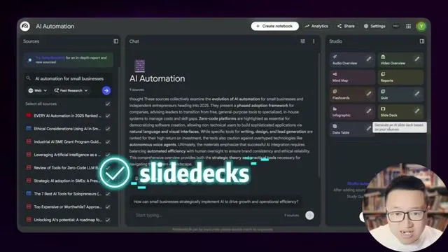 Studio 面板中的 Slide Deck 功能入口